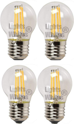 Lights Whites 4 W Basic Round E27 LED Bulb(Yellow, Pack of 4)