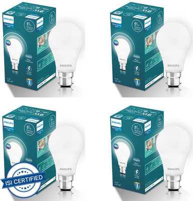PHILIPS 9 W Motion Sensor Round B22 LED Bulb(White, Pack of 4)