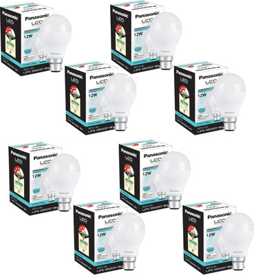 Panasonic 12 W Basic Round B22 LED Bulb(White, Pack of 8)