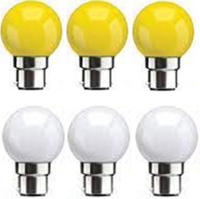 rino 0.5 W Standard B22 LED Bulb(Yellow, White, Pack of 6)