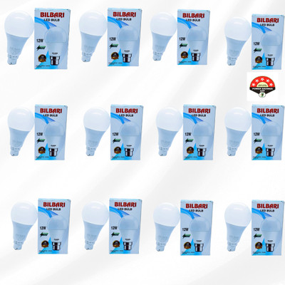 Bilbari 12 W Basic Round B22 LED Bulb(White, Pack of 12)