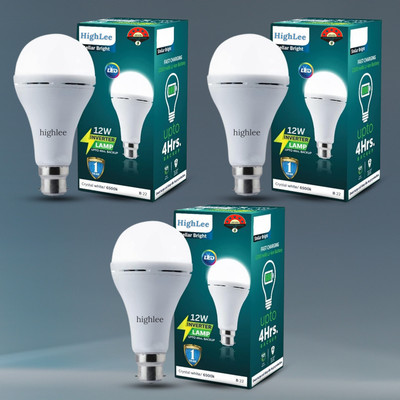 Highlee 12 W Inverter Round B22 Inverter Bulb(White, Pack of 3)