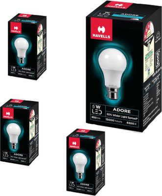HAVELLS 5 W Basic Round B22 LED Bulb(White, Pack of 4)