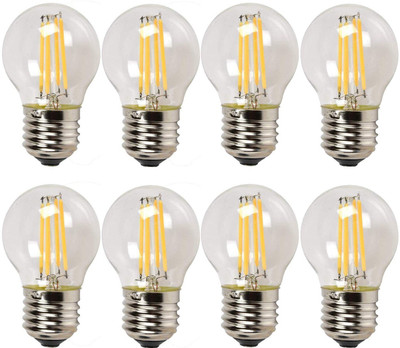Tip 'n' Top 4 W Basic Round E27 LED Bulb(Yellow, Pack of 8)