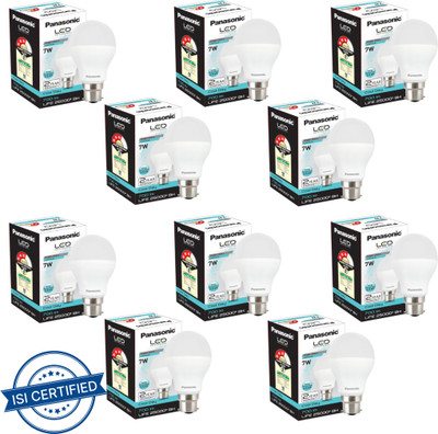 Panasonic 7 W Basic Round B22 LED Bulb(White, Pack of 10)