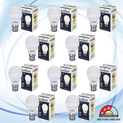 AVINDRA 9 W Basic Round B22 LED Bulb(White, Pack of 10)