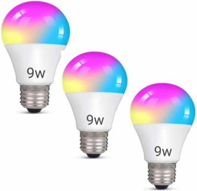 NEW INDIA LIGHTING 9 W Color Changing Globe E27 LED Bulb(Multicolor, Pack of 3)