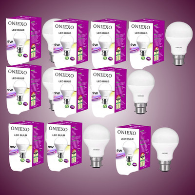 ONIEXO 9 W Inverter Round B22 D LED Bulb(White, Pack of 10)