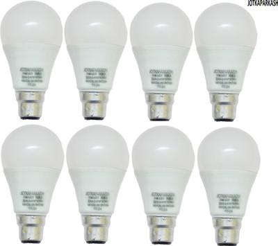 JOTKAPARKASH 9 W Basic Round B22 LED Bulb(White, Pack of 8)