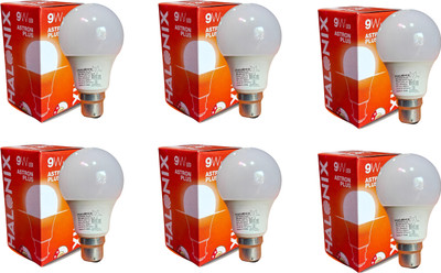 HALONIX 9 W Basic Round B22 LED Bulb(White, Pack of 6)