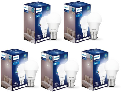 PHILIPS 14 W Basic Standard B22 LED Bulb(White, Pack of 5)