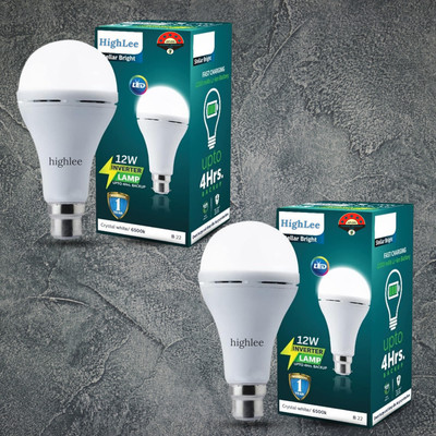 Highlee 12 W Inverter Round B22 LED Bulb(White, Pack of 2)