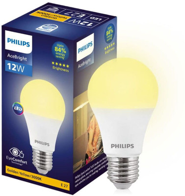 PHILIPS 12 W Basic Round E27 LED Bulb(Yellow)