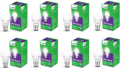 EcoLink 9 W Eye Safety Compliance Standard B22 LED Bulb(White, Pack of 8)