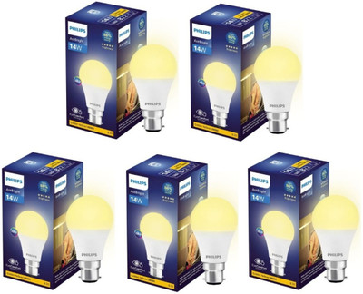 PHILIPS 14 W Basic Round B22 LED Bulb(Yellow, Pack of 5)