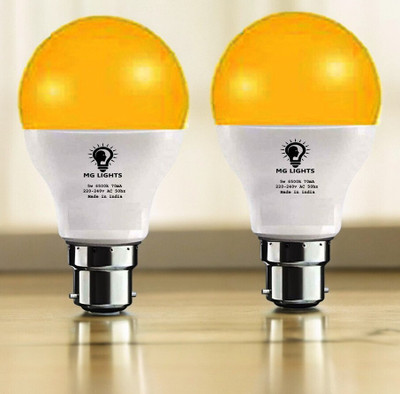 mg lights 5 W Basic Arbitrary B22 LED Bulb(Yellow, Pack of 2)