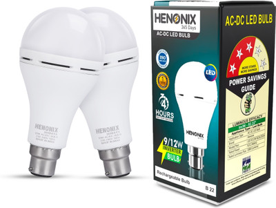 HENONIX 12 W Inverter Round B22 Inverter Bulb(White, Pack of 2)