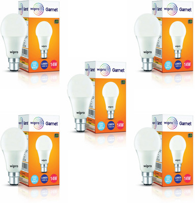 Wipro 14 W Basic Standard B22 LED Bulb(White, Pack of 5)
