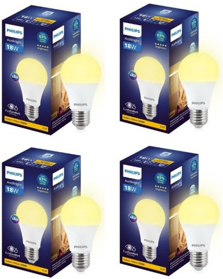 PHILIPS 18 W Basic Round E27 LED Bulb(Yellow, Pack of 4)