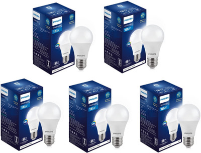 PHILIPS 18 W Basic Round E27 LED Bulb(White, Pack of 5)
