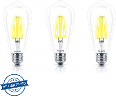 PHILIPS 4 W Basic Decorative E27 LED Bulb(Yellow, Pack of 3)