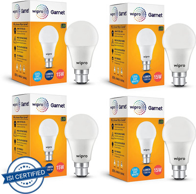 Wipro 15 W Basic Standard B22 LED Bulb(White, Pack of 4)