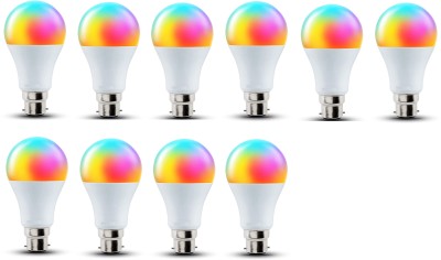 Brightstar 9 W Round B22 LED Bulb(Red, Blue, Pink, Green, Orange, White, Yellow, Pack of 10)