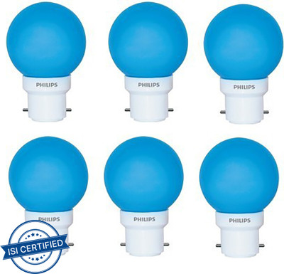 PHILIPS 0.5 W Basic Standard B22 LED Bulb(Blue, Pack of 6)