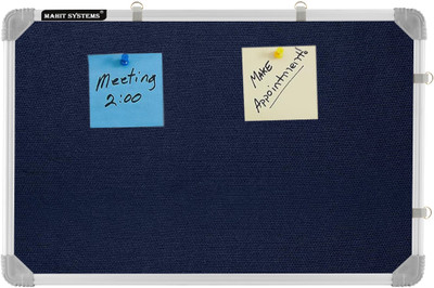 Mahit Systems 1.5x2 Ft. Notice/Display Board High Resilience Foam Fabric with (20 Push Pins) Cork Bulletin Board(Blue - 41x59 Cms)