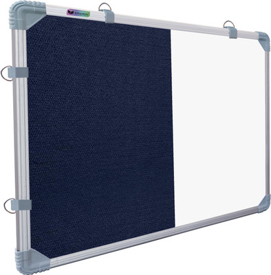 Eduway Cork Bulletin Board(White, Blue Combination Board 2X3 Feet (Non Magnetic Whiteboard with Blue Pin-up Notice Board) with 20 Push Pins for Home, Office & School, Heavy-Duty Aluminium Frame)