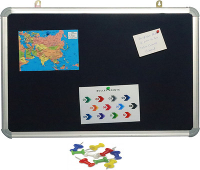 Mahit Systems 1.5x2 Ft. Notice/Display Board High Resilience Foam Fabric with (20 Push Pins) Cork Bulletin Board(Blue 1.5x2 ft)