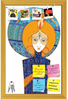 Artzfolio Mother Nature With Plants Clouds Water & Third Eye Pinboard Golden12x18.5inch Cork Bulletin Board(Multicolor 12 x 18.5 inch (30 x 47 cms))