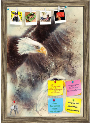 Artzfolio Airbrush Artwork Of Two Eagles Notice Pin Board Antique Golden Frame 16x22.5inch Cork Bulletin Board(Multicolor 16 x 22.5 inch (41 x 57 cms))