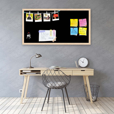Artzfolio Greys Black Colour Notice Pin Board Soft Board with Push Pins Cork Bulletin Board(Black 24 x 12 inch (61 x 30 cms))