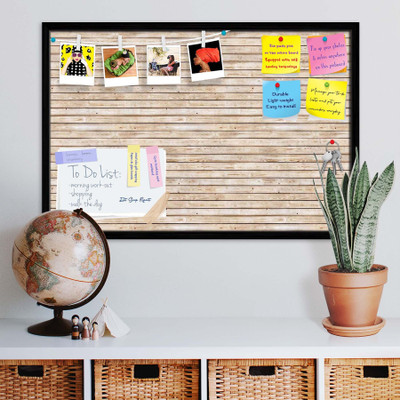 Artzfolio Natural Texture Notice Pin Board Soft Board with Push Pins Cork Bulletin Board(Black Frame 18 x 12 inch (46 x 30 cms))