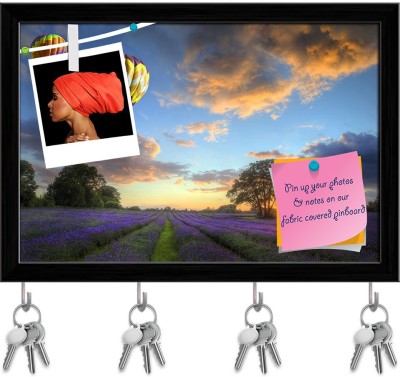 Artzfolio Sunset With Atmospheric Clouds & Hot Air Balloon Pinboard Key Hook Black8.5x6in Cork Bulletin Board(Multicolor 8.5 x 6 inch (22 x 15 cms))