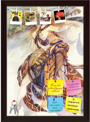 Artzfolio Allegory Of Paradise Bird Notice Pin Board Dark Brown Frame 12x16.8inch Cork Bulletin Board(Multicolor 12 x 16.8 inch (30 x 43 cms))