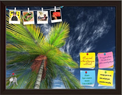 Artzfolio Palm Tree Towards The Sky Notice Pin Board Dark Brown Frame 21x16inch (53x41cms) Cork Bulletin Board(Multicolor 21 x 16 inch (53 x 41 cms))