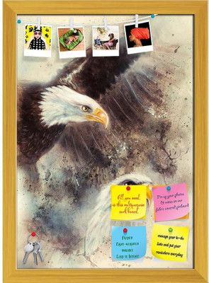 Artzfolio Airbrush Artwork Of Two Eagles Notice Pin Board Golden Frame 16x22.5inch Cork Bulletin Board(Multicolor 16 x 22.5 inch (41 x 57 cms))