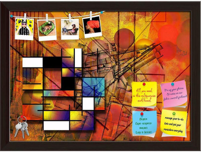 Artzfolio Abstract Art Work Notice Pin Board Dark Brown Frame 21.8 x 16 inch (55 x 41 cms) Cork Bulletin Board(Multicolor 21.8 x 16 inch (55 x 41 cms))