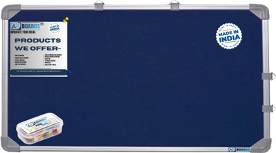 APBOARDS Aluminum Framed Soft/Bulletin/Notice Board For Home,Office&School Use Cork Bulletin Board(Blue 1x2feet With Pushpins pack of 50)