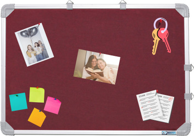 APBOARDS Aluminium Framed Notice Board for Office and School Use With Push Pins-Pack of 2 Cork Bulletin Board(Maroon 2x3 feet)