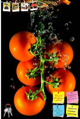 Artzfolio Photo of Tomatoes Falling Into Water Frameless Notice Pin Board 12x18.1inch Cork Bulletin Board(Multicolor 12 x 18.1 inch (30 x 46 cms))