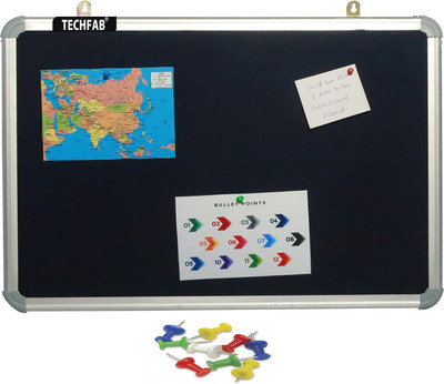 Techfab 1.5x2 Ft. Notice/Display Board High Resilience Foam Fabric with (20 Push Pins) Cork Bulletin Board(Blue 1.5x2 ft)