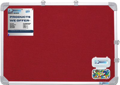 APBOARDS Aluminium Framed Notice Board for Office and School Use With Push Pins- Cork Bulletin Board(Red 2x3 feet)