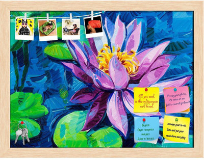 Artzfolio Beautiful Water Lily Notice Pin Board Natural Brown Frame 15.7x12inch (40x30cms) Cork Bulletin Board(Multicolor 15.7 x 12 inch (40 x 30 cms))