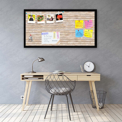 Artzfolio Natural Texture Notice Pin Board Soft Board with Push Pins Cork Bulletin Board(Black Frame 24 x 12 inch (61 x 30 cms))