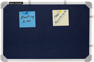 Mahit Systems 1.5x2 Ft. Notice/Display Board High Resilience Foam Fabric with (20 Push Pins) Cork Bulletin Board(Blue - 41x59 Cms)