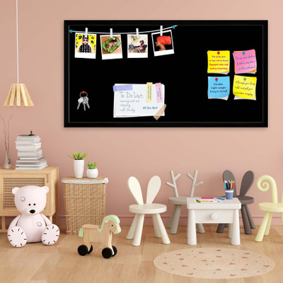 Artzfolio Greys Black Colour Notice Pin Board Soft Board with Push Pins Cork Bulletin Board(Black 24 x 12 inch (61 x 30 cms))
