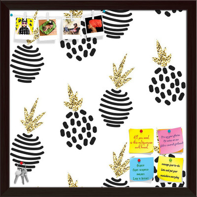 Artzfolio Abstract Minimalistic Pineapple Pattern Pinboard Dark Brown Frame 24x24inch Cork Bulletin Board(Multicolor 24 x 24 inch (61 x 61 cms))